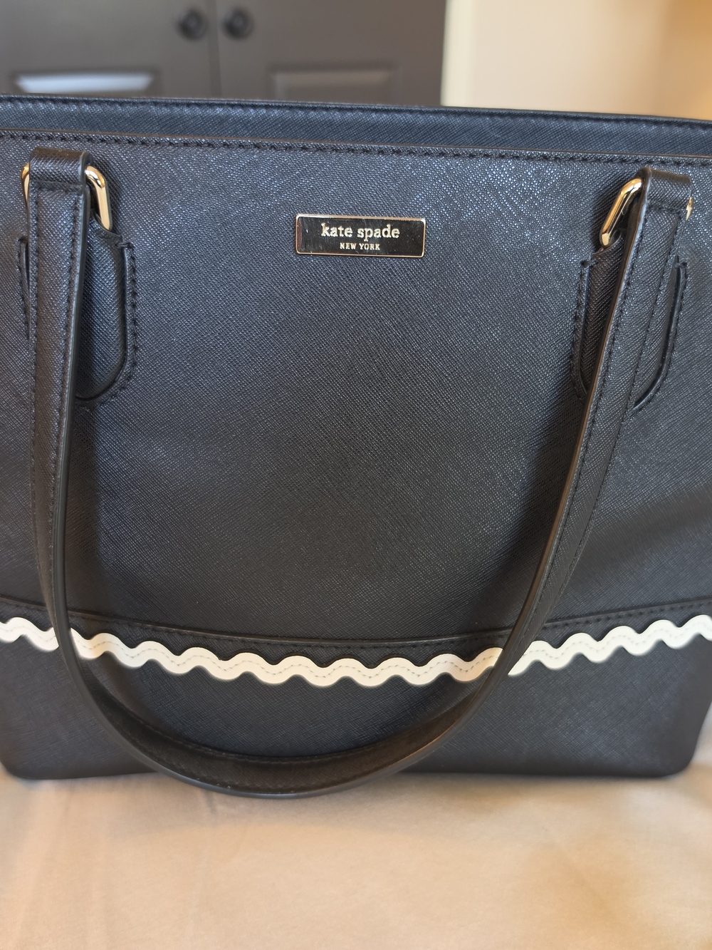 kate spade New York Navy Tote with White Trim